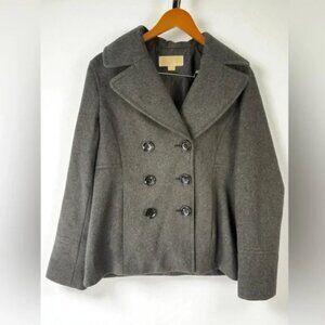 Michael Kors Gray Wool Blend Double Breasted Peacoat Jacket Women’s Medium
